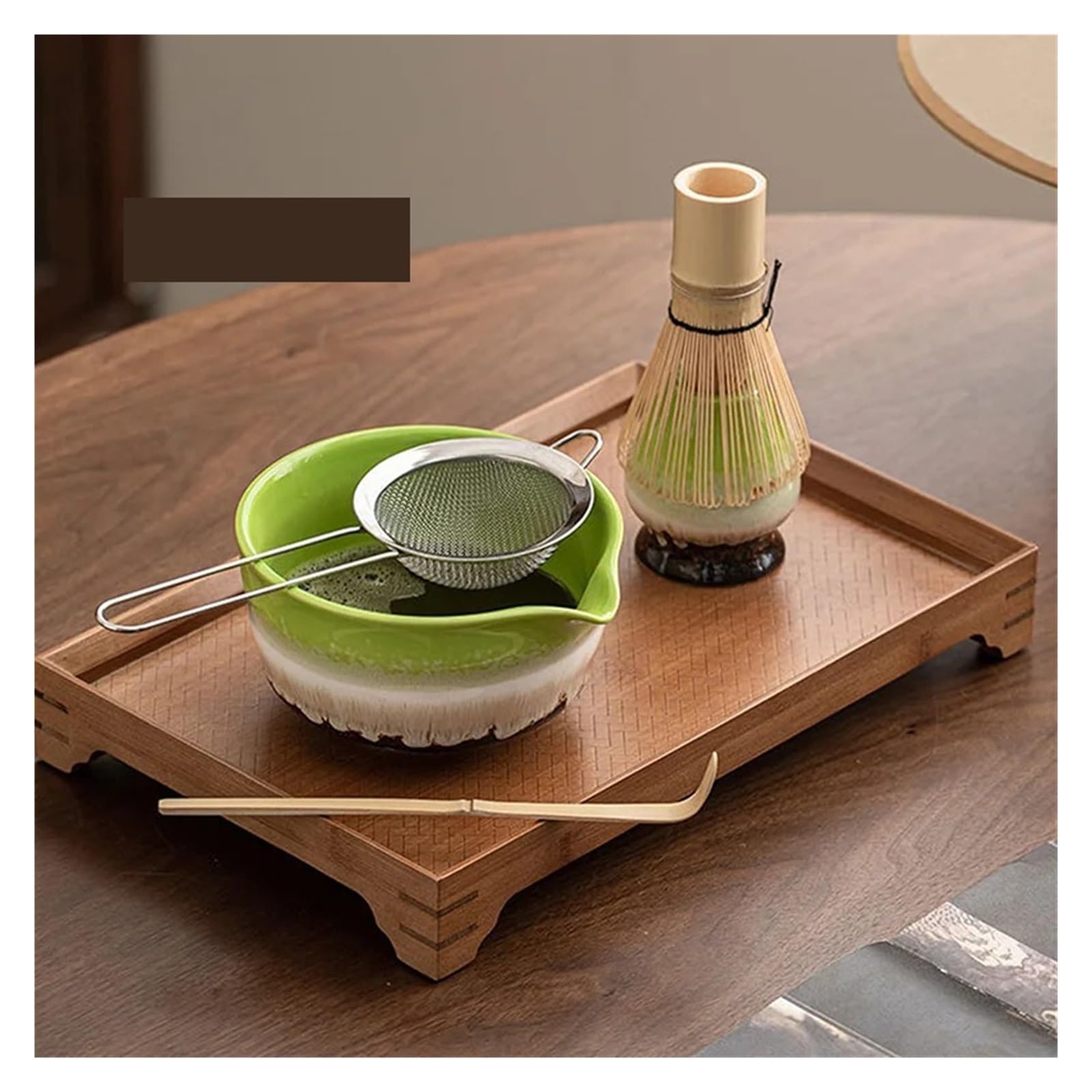 Juego de té Matcha 5 piezas con tazón, batidor bambú y cuchara, fabricación tradicional