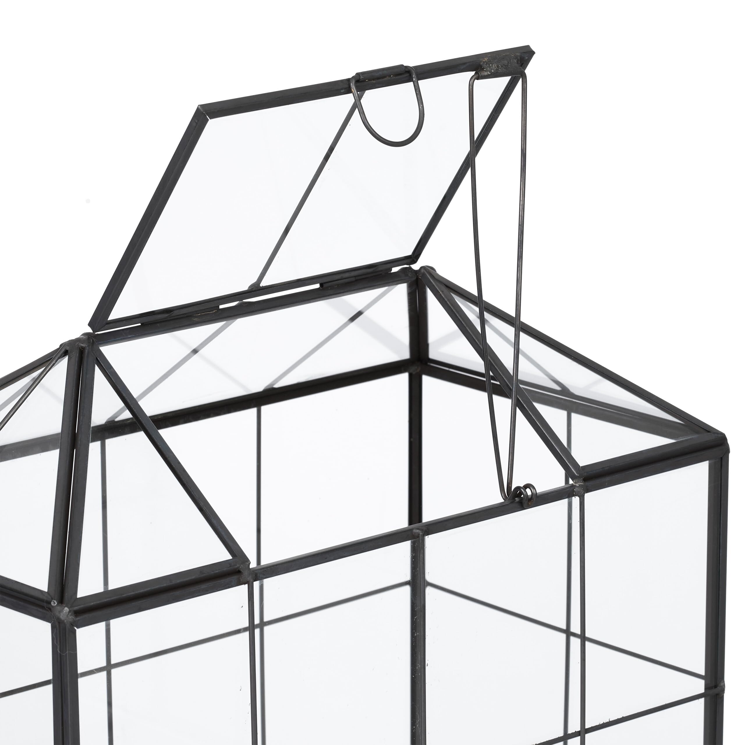 Relaxdays Terrarium pour Vos Plantes, décoratif et Pratique, pour Le Rebord de la fenêtre, 20 x 24,5 x 13,5 cm, Noir