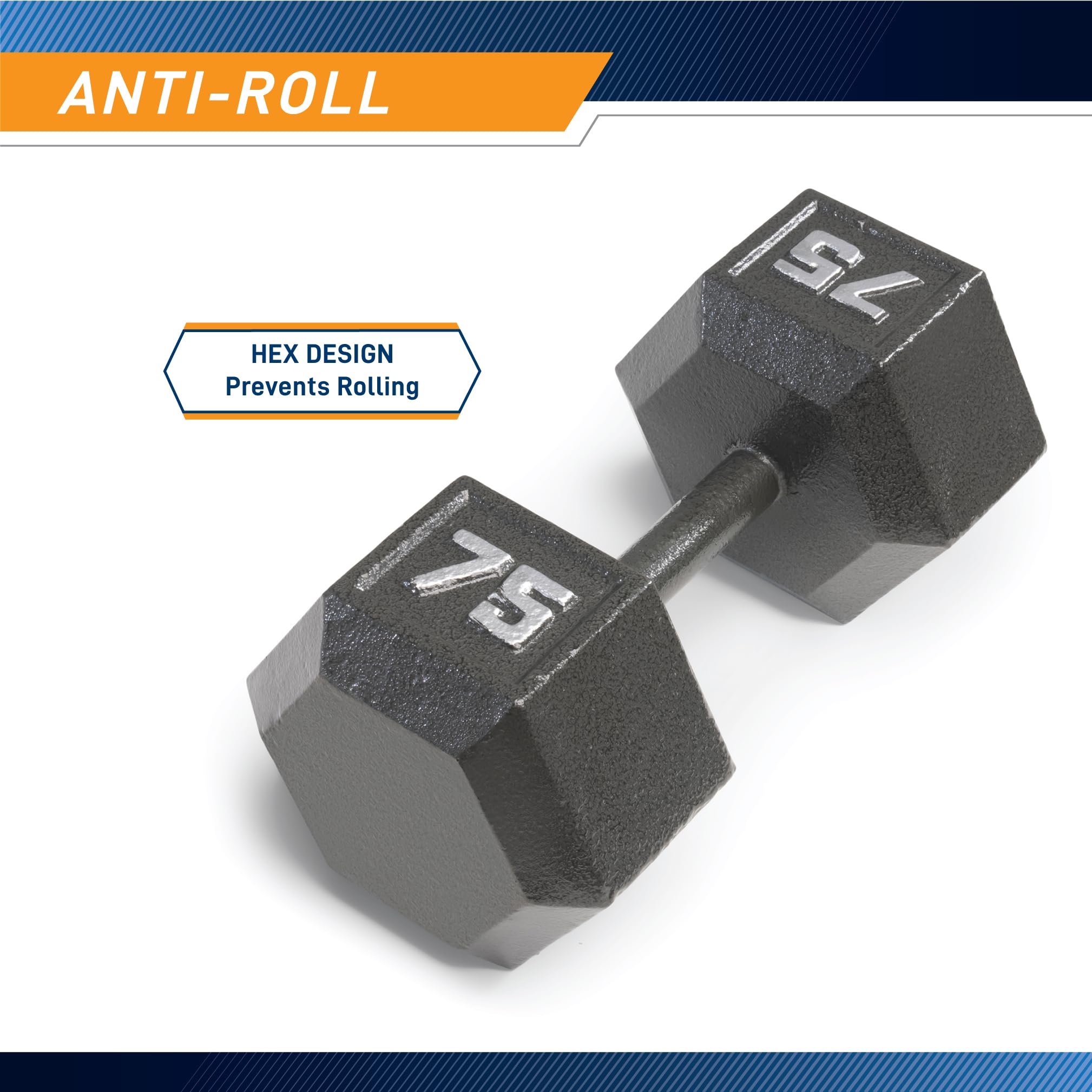 Cast Iron Hex Dumbbells Collection - Available size from 3-lb to 100-lb, SOLD INDIVIDUALLY