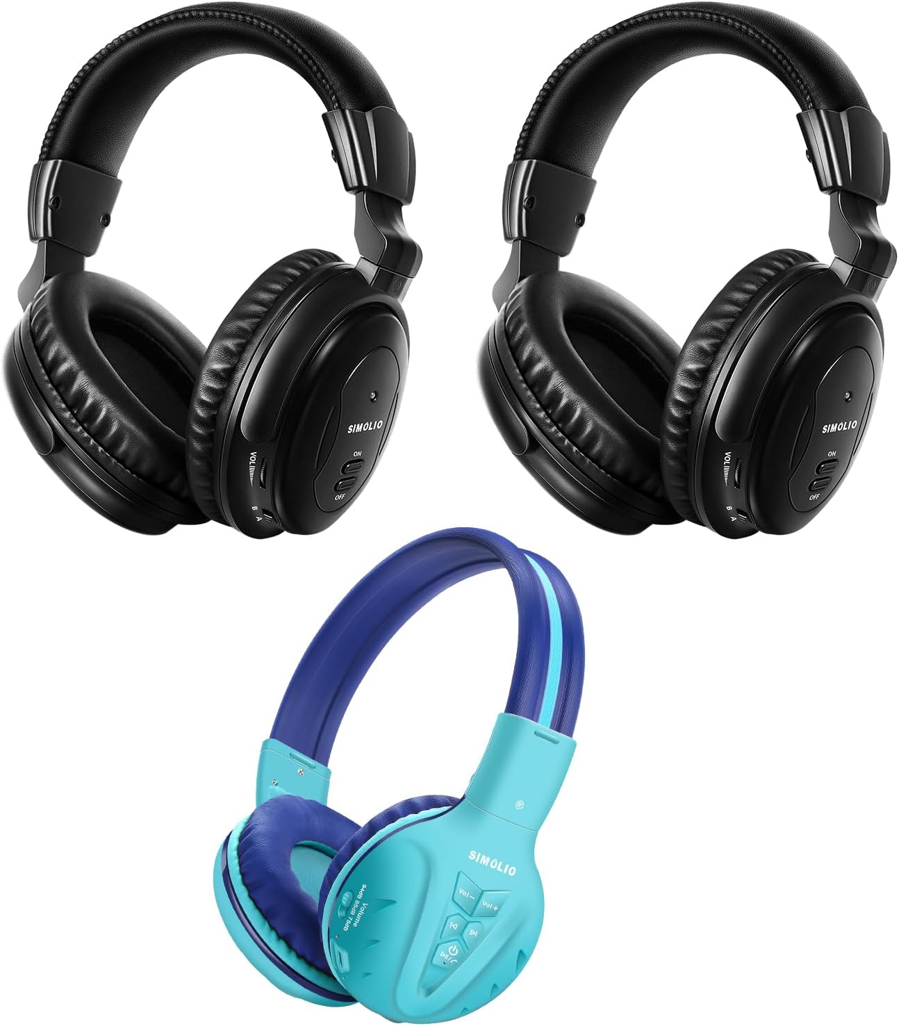 SIMOLIO Wireless IR Headphones for Car DVD and Bluetooth Headphones for Kids, Infrared Headphones Compatible with Honda Odyssey & uConnect VES & Dodge Grand Caravan & Chevy Suburban 2006-2022