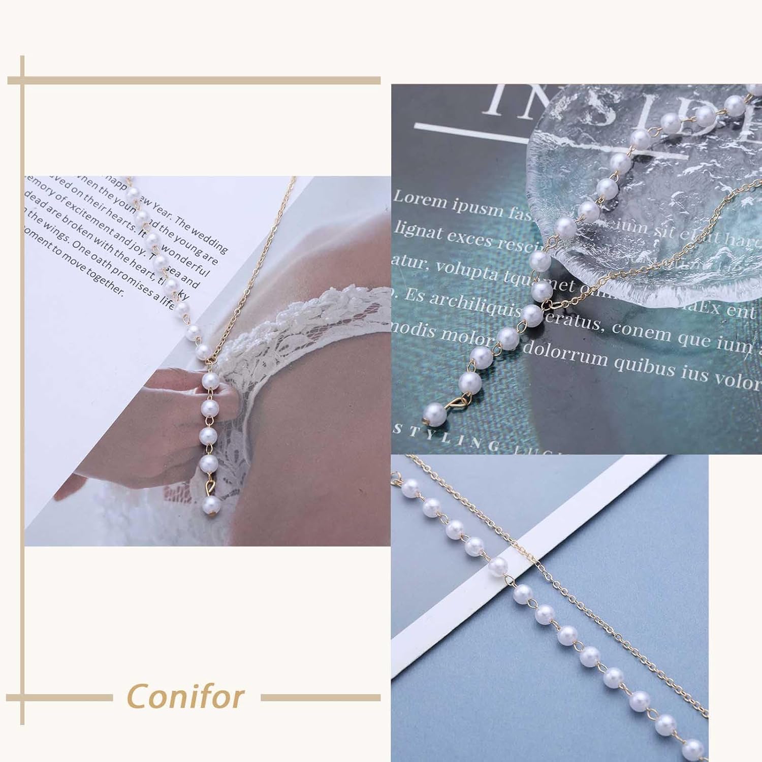 Boho Pearl Y Lariat Neckalce Long Pearl Drop Y Necklace Gold Pearl Choker Necklace Pearl Beaded Chain Necklace Vintage Pearl Tassel Neckalce Asymmetrical Pearl Pendant Necklace - Image 5