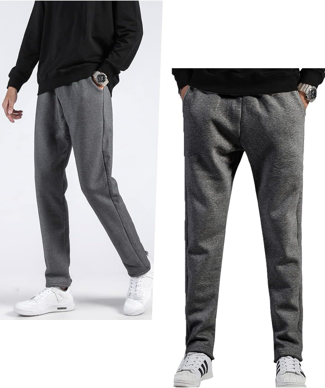 Lentta Men's Fleece Sweatpants Winter Warm Athletic Sherpa Lined Track Joggers Pants