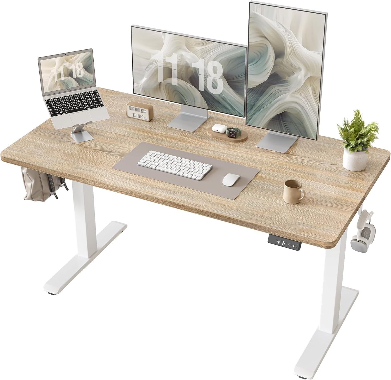 - TIQLAB 48 X 24 Inch Height Adjustable Electric Standing Desk, Maple