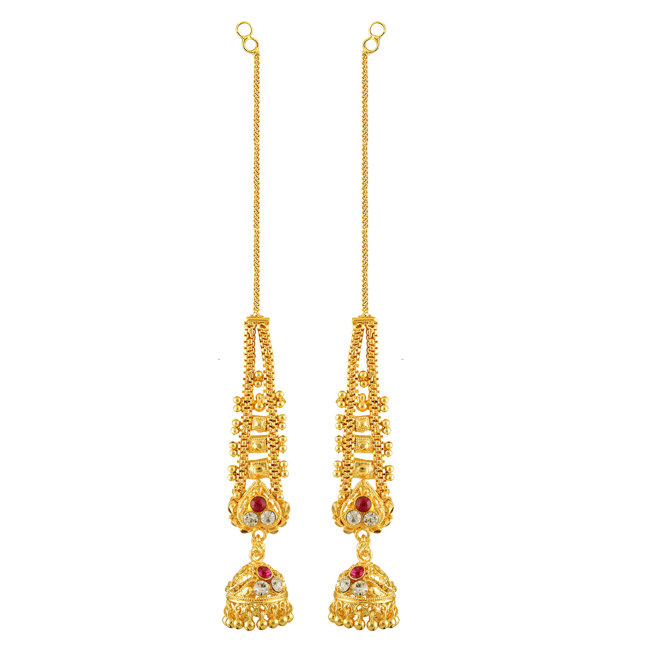 MEENAZ Jhumki Jhumka Earrings for Women Girls Traditional Temple 1 One Gram Gold Brass Copper South Indian Screw Back Meenakari Ear Chains Hair Peacock Jhumkas Combo Wedding chain -GOLD JHUMKI-M273 (B09ZB64H34) Amazon Price History, Amazon Price Tracker