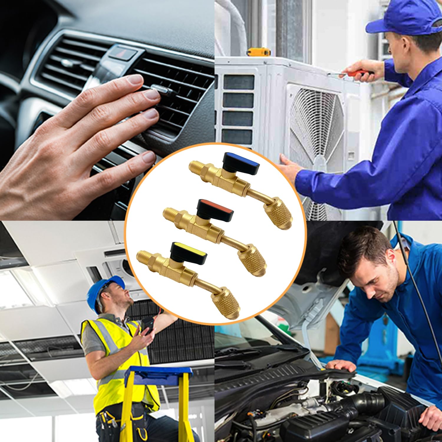 Angled Shut-Off Ball Valve Adapter Air Conditioning Refrigerant Ball Valve Fit for HVAC R134A R22 Charging Hoses Refrigerant