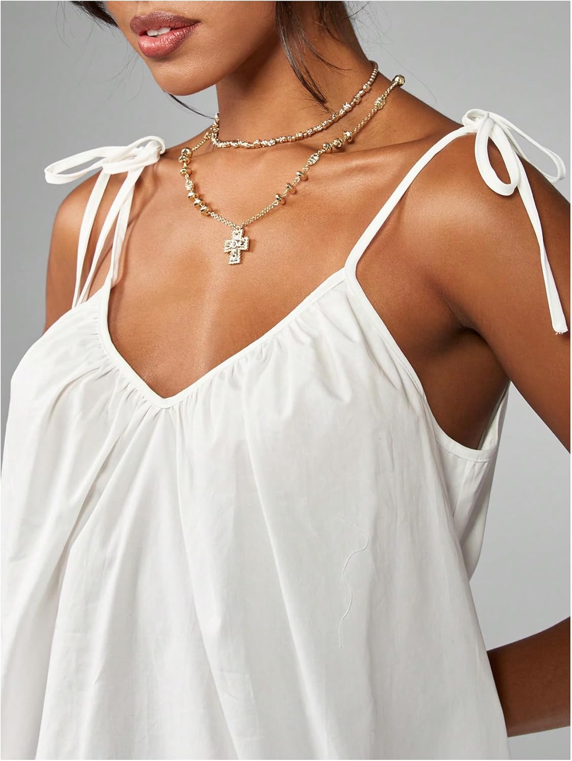 SOLY HUX Sundresses for Women Sleeveless Tie Shoulder Smocked Mini Dress Beach Vacation Outfits - Image 3