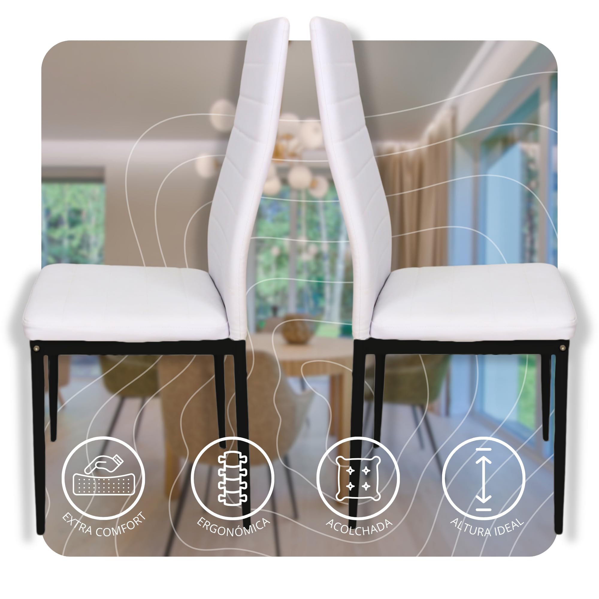 HOME DESIGN & CONFORT Pack de 4 Sillas de Comedor Tapizadas - Sillas Cocina Tapizadas - Sillas Comedor Pack (Beige, 4)