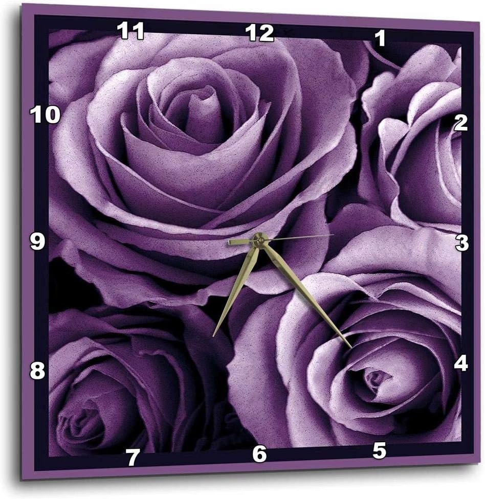 Wall Clock Silent - 13 inch - Close up of Dreamy Lavender Purple Rose Bouquet - Garden Nature Florals Flowers Roses Bouquet