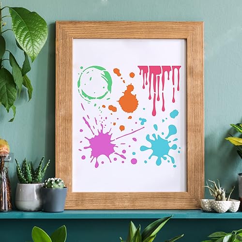 Miniatura 5 de FINGERINSPIRE Splatters - Plantillas decorativas de 11.8 x 11.8 pulgadas, plantillas cuadradas reutilizables para pintar en madera, piso, pared y