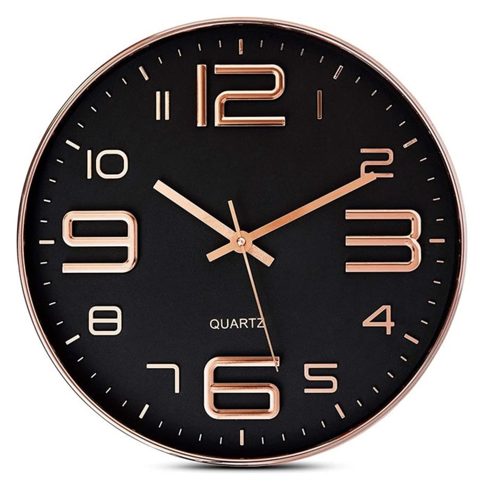 Horloge murale 35 cm sans tic-tac noir mat pour un grand confort acoustique