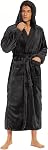 iniber Mens Hooded Robe, Soft Lightweight Plush Robes for Men, Warm Long Fleece Men's Bathrobe with Pockets