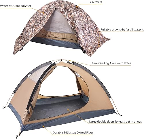 Miniatura 3 de GEERTOP Tienda de campaña ultraligera para 2 personas, 4 estaciones, impermeable, doble capa, clima frío, fácil de instalar, para campamento