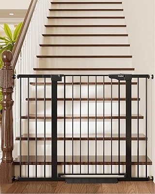 Cumbor 36" Extra Tall Baby Gate for Stairs, 29.7-40.6"(Extensions Included) Wide Dog Gate for Doorways, Pressure Mounted Auto-Close Pets Gates for Dogs Indoor, Durable Safety Child Gate, White