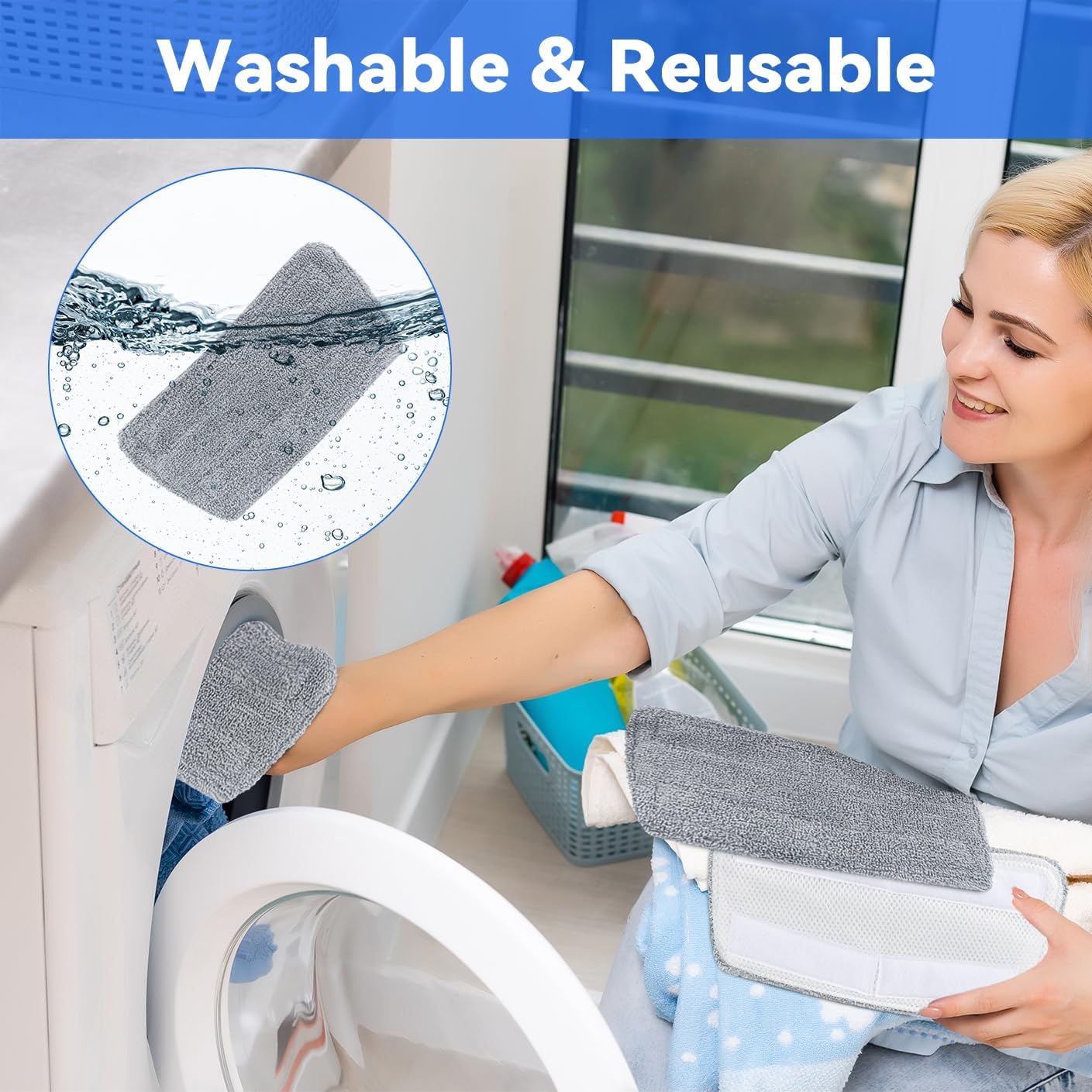 NE033/NE033M Steam Replacement Mop Pads: 6 Pack Steam Mop Cloth Compatible with Neugo NE033 NE033M Series Steam Mop, Washable & Reusable Microfiber Steam Mop Cloth for All Types of Floors (Grey)