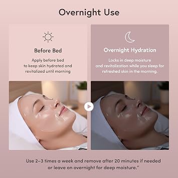 PRETTYSKIN Hydrogel Sleeping Mask, 400 Dalton Collagen, Panthenol, 5 Sheets