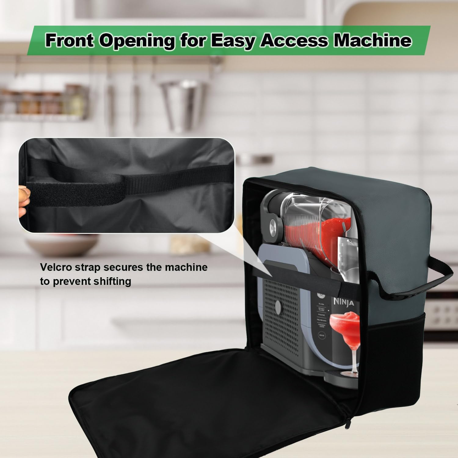 Carrying Bag for Ninja SLUSHi FS301 Slushie Machine, Portable Outdoor Frozen Drink Maker Travel Carrier Bag—Front-Opening, Accessories for Ninja SLUSHi FS301 Slushie Machine (Dark Gray)