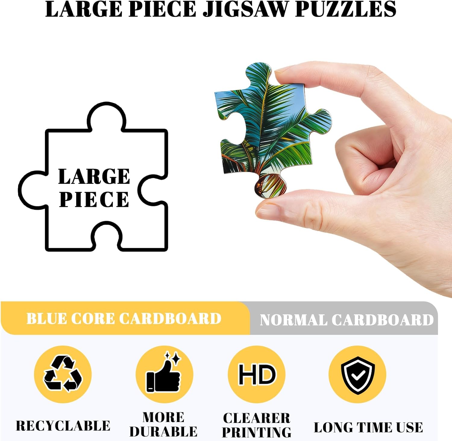 6 PCS 48 Large Piece Puzzles for Seniors, Adults with Dementiam Activities for Seniors, Alzheimer's Products Activities for Elderly Adults Puzzle, Gift for Patients in Nursing Home with 2 Photo Frames