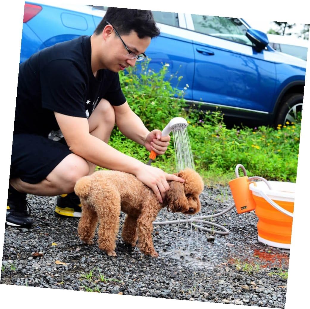 1Set Shower with Lighting for Camping Rechargeable Outdoor Shower for Travel and Pet Cleaning Compact and Easy to Carry Orange