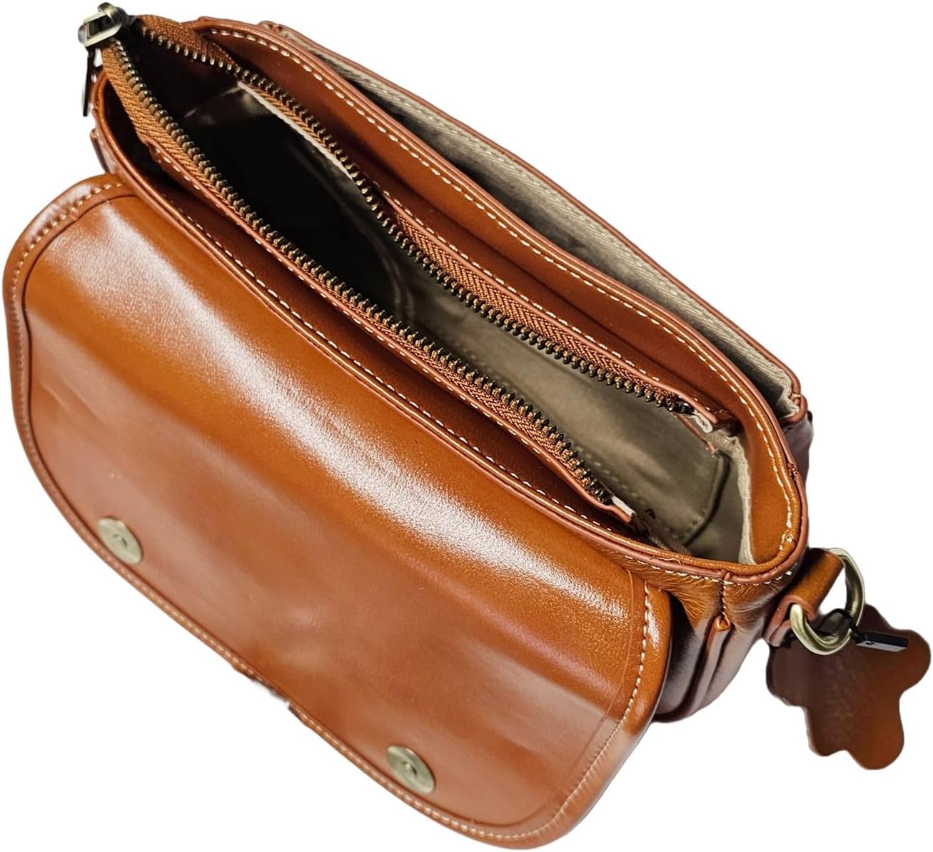 9" Women Genuine Cow Real Leather Crossbody Bag Purse with 2 Adjutable Shoulder Straps