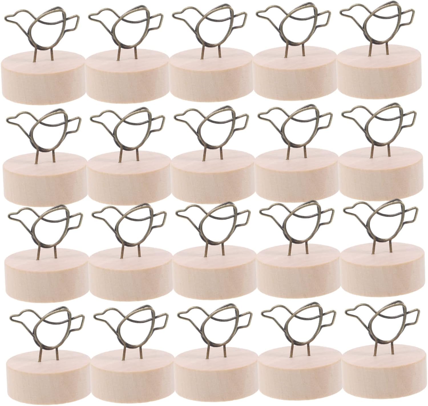 20Pcs Creative Iron and Wood Note Stand Multi-Functional Table Card Holders for Photos Memos Place Cards Wedding Decor and Office Desk Organization