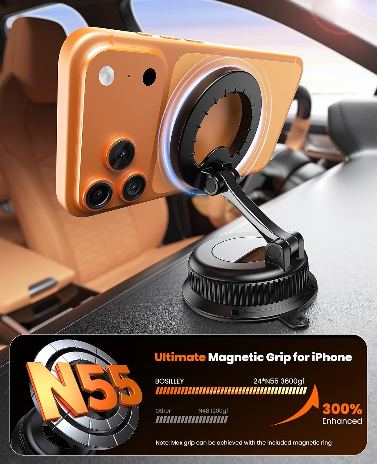 Magnetic Car Phone Holder, for MagSafe Car Mount, Nano Gel Suction image 4
