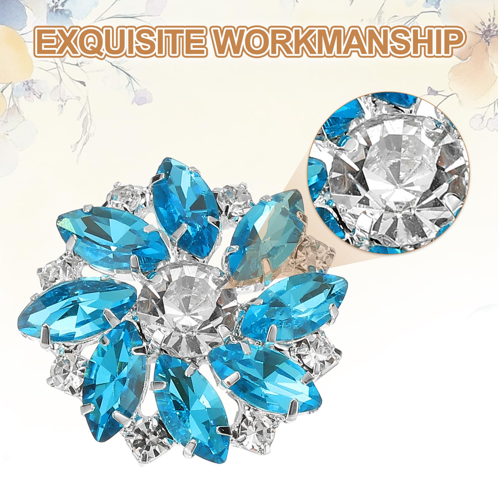 PATIKIL 12Pcs Flower Rhinestone Buttons - Image 3