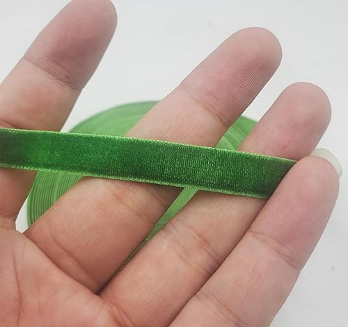 Miniatura 2 de Bobina de cinta de terciopelo de 10 yardas, disponible en muchos colores Verde