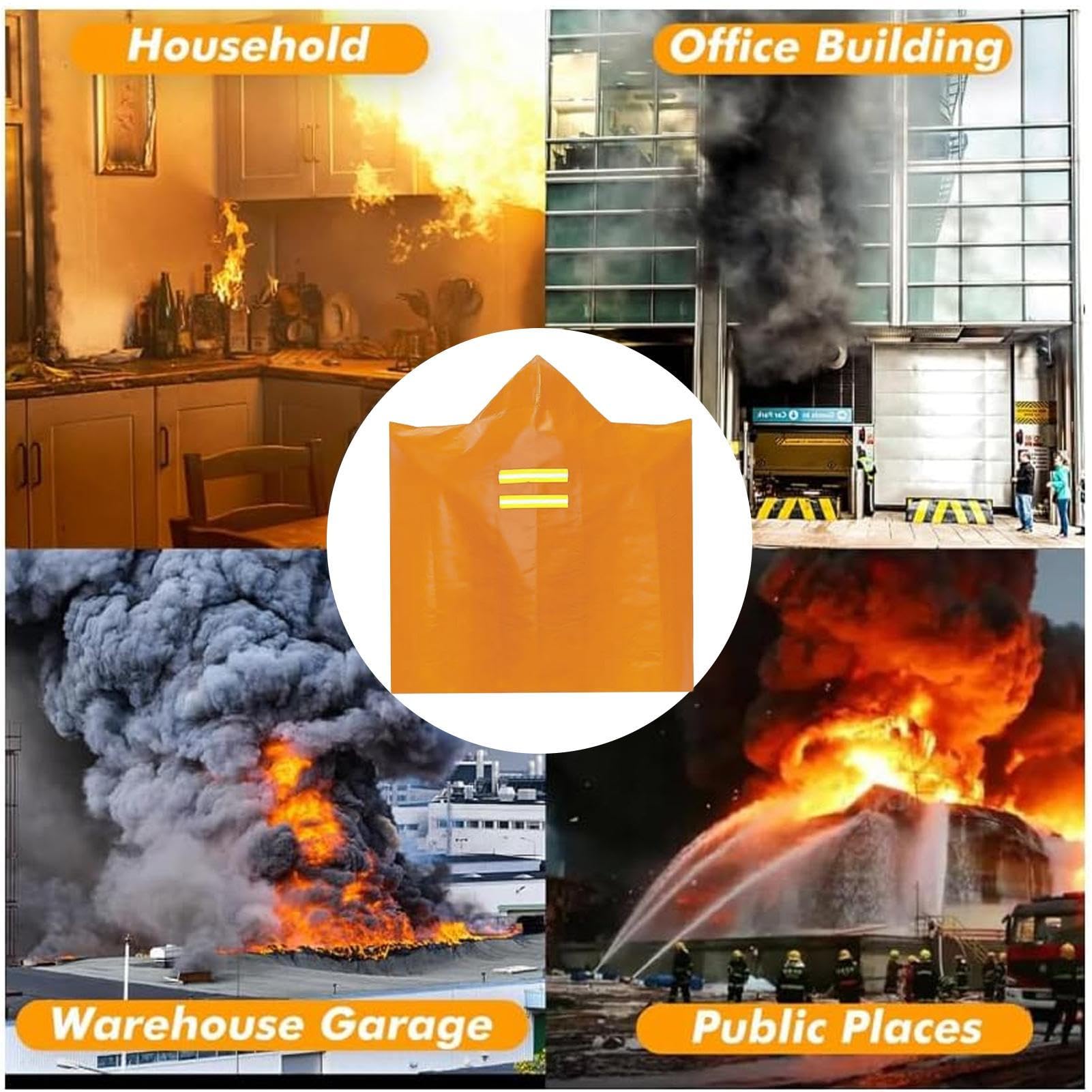 Genérico Cape Ignífugo – Traje de seguridad con capucha retardante de llama | Ropa de evacuación contra incendios domésticos con capucha, para el hogar del coche, hotel de cocina, hombres y mujeres
