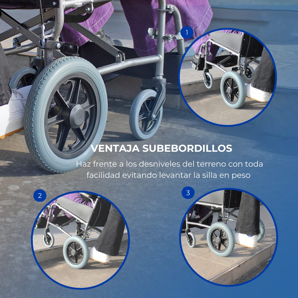 Mobiclinic, Silla de Ruedas tránsito, Museo, Plegable, Aluminio, Ultraligera, Freno en manetas, Respaldo abatible, Asiento 45 cm, Reposapiés, Reposabrazos, Color Negro