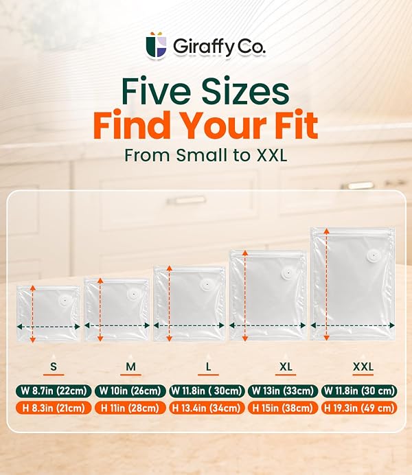 GIRAFFYCO 30 Small Reusable Vacuum Sealer Bags, 22 x 21 cm / 8.7 x 8.3 in by Giraffy Co. - Used condition - Image 5