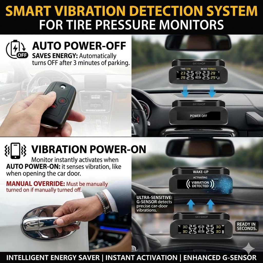 Skyshop® C260 Solar Powered TPMS with Smart Voice Alert | External Wireless Tyre Pressure Monitoring System | Real-Time Precision Sensors for All Cars, Bikes & Scooters — Amazon image 6