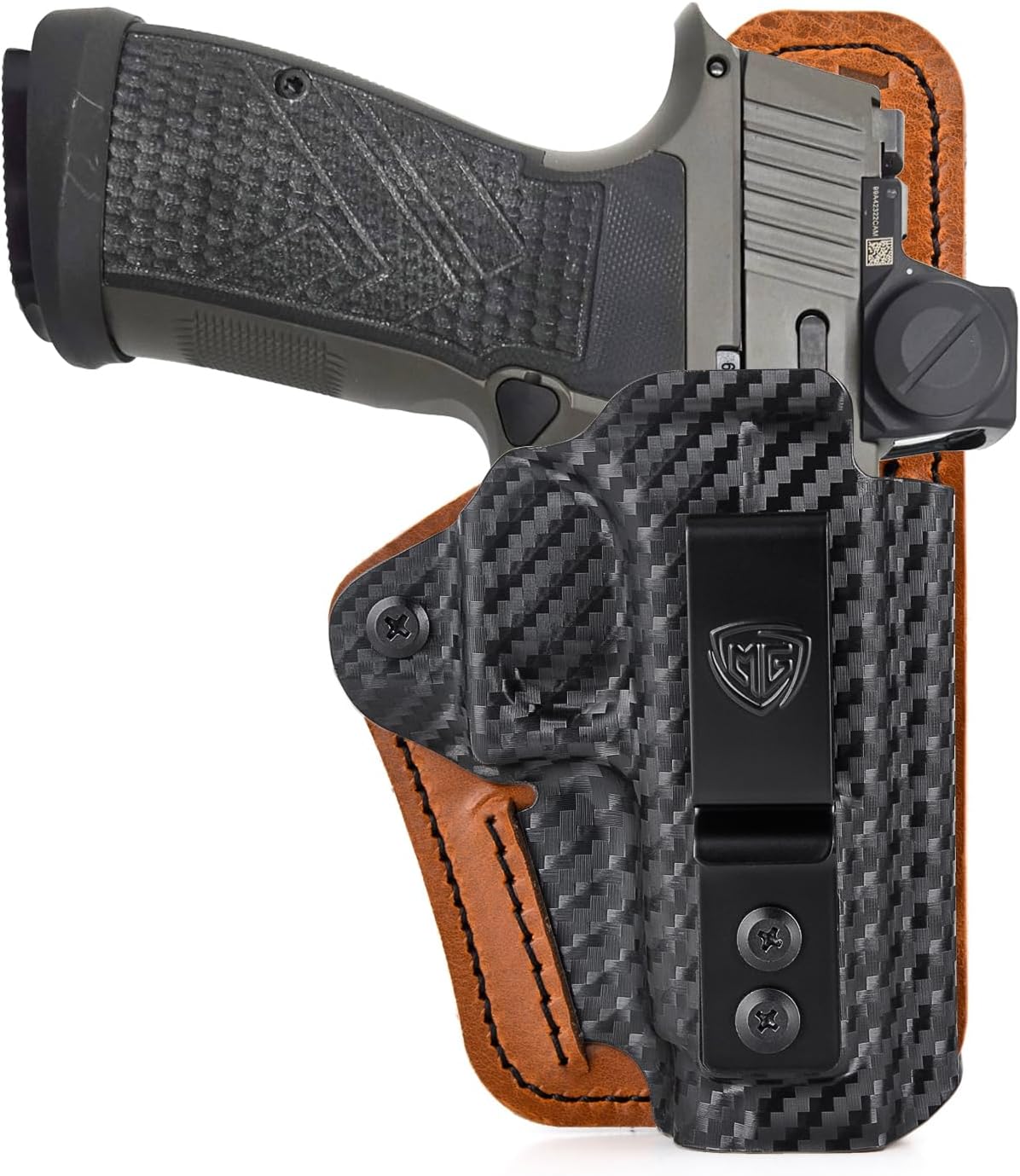 P365 AXG Legion Holster with Comfort Foam Pad, IWB Kydex and Leather Hybrid Holster for 9mm Sig Sauer P365 AXG Legion Pistol Inside Waistband Concealed Carry - Red Dot Optic Cut