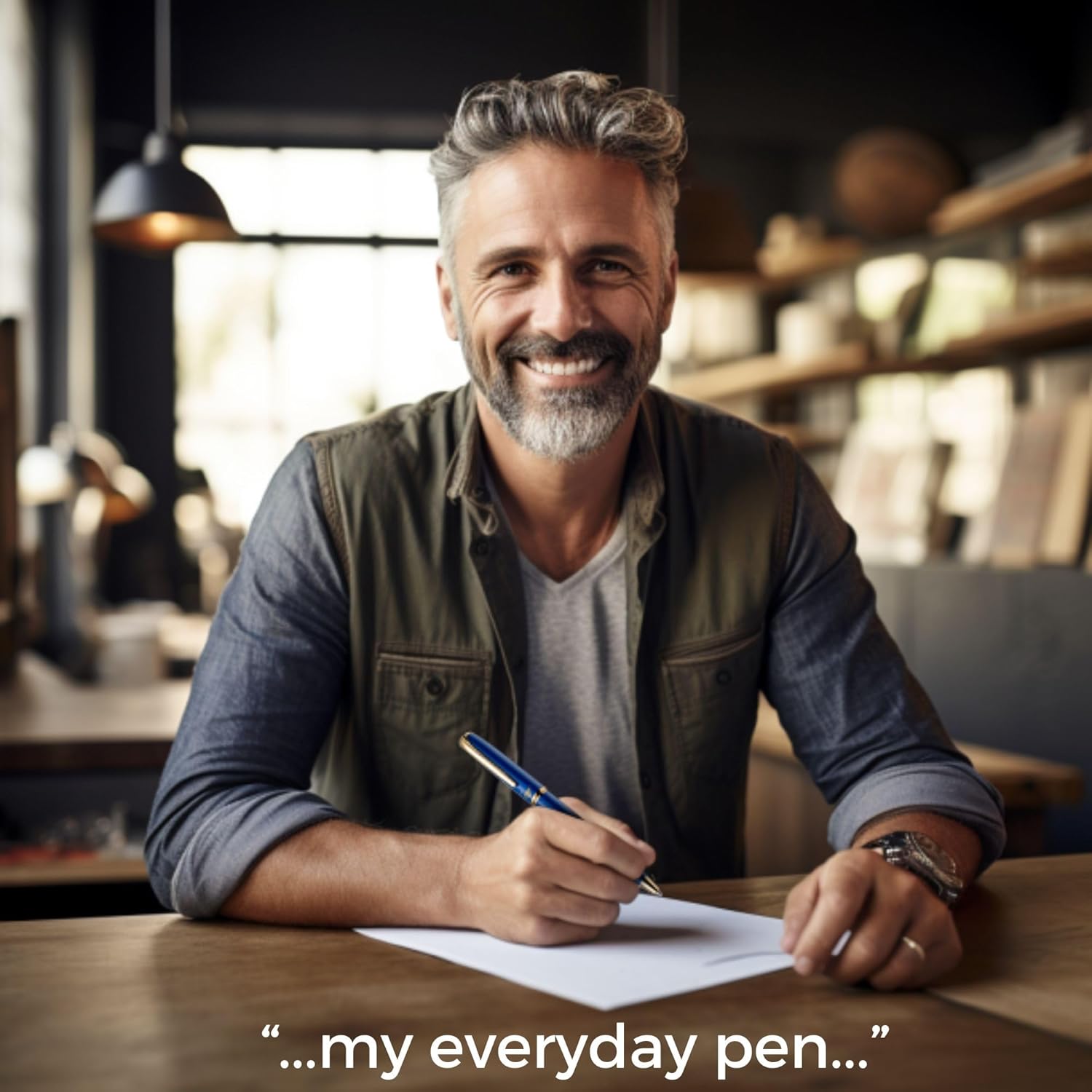 ZenZoi Blue Ballpoint Pen - Premium Writing Instrument for Men or Women With Gold Trim, Smooth Writing Schmidt Ink Refills, Luxury Gift Set, High-End, Retractable, Professional for Journaling - Image 6