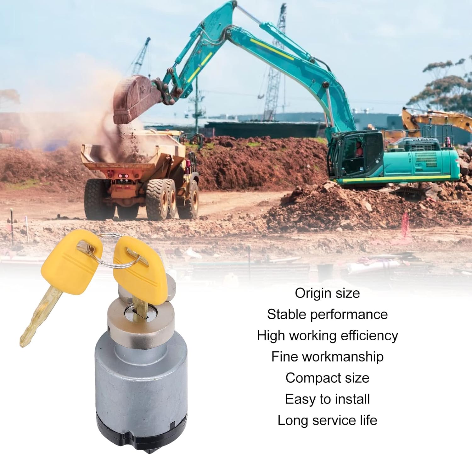 Excavator Ignition Starter Switch with Two Keys Compatible with HitachiEX200, EX60-2, EX100-2, EX120-2 and More