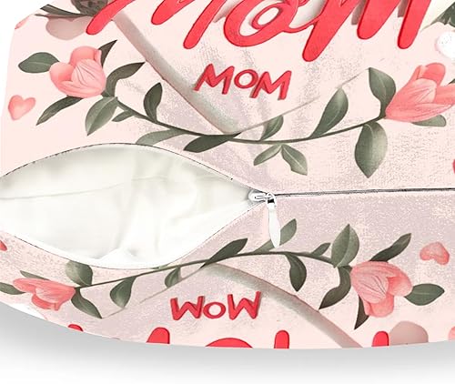 Miniatura 3 de Funda de almohada personalizada para mamá, funda de almohada cuadrada para el día de la madre, decoración de 18 pulgadas, flores rosadas, amor verde