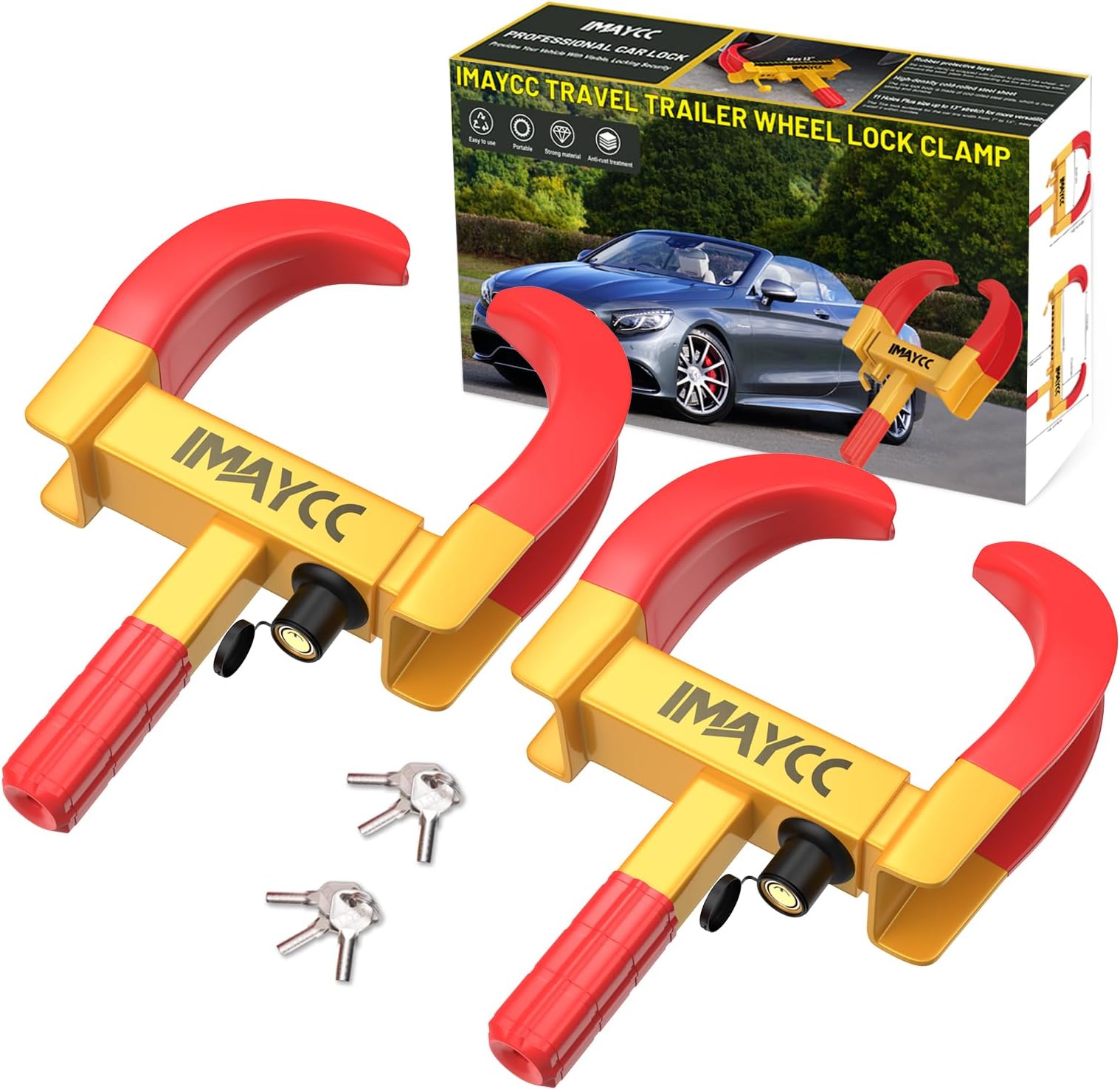 Turnart Wheel Lock 4 Pack Keyed Alike Heavy Duty Tire Lock