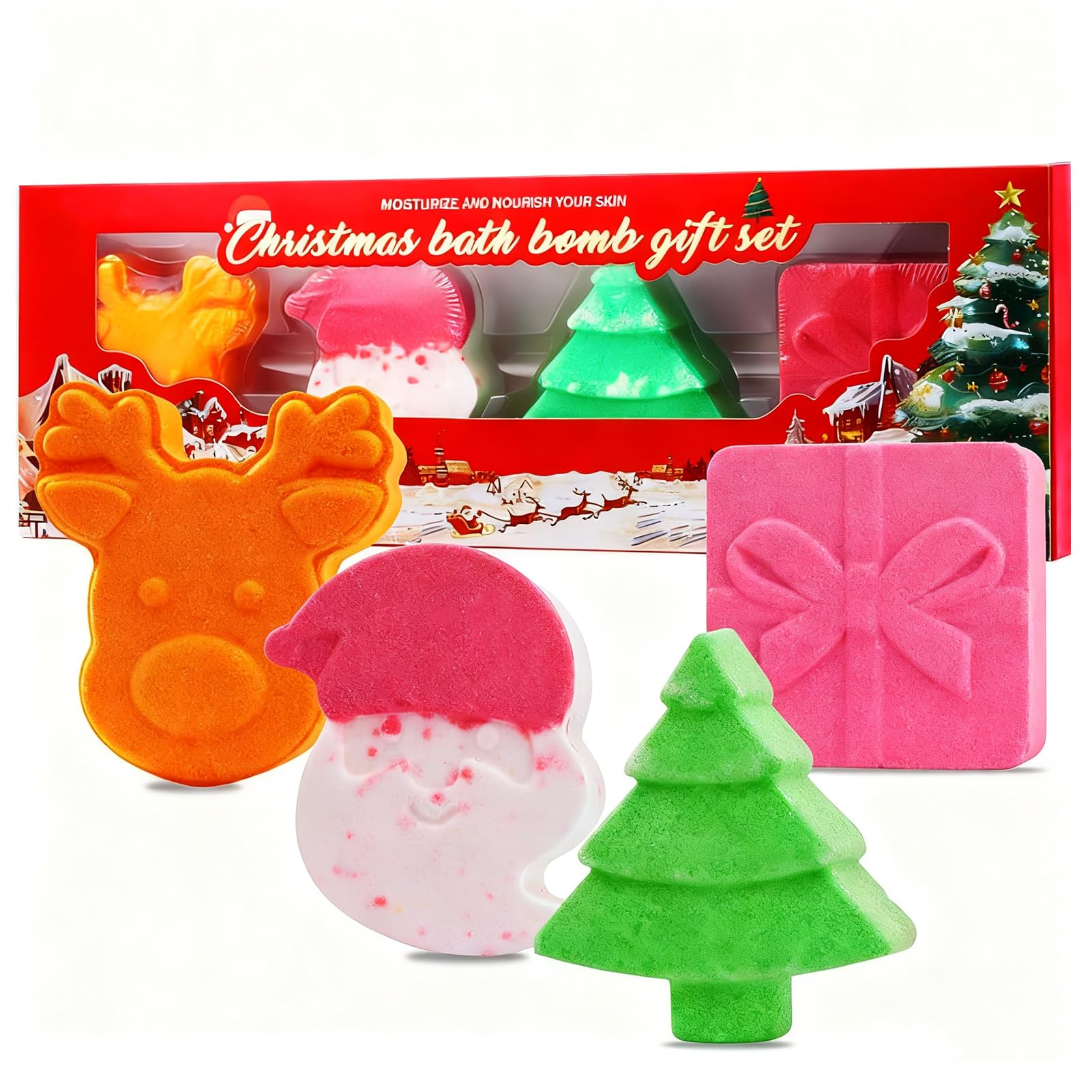 Bombe de Bain Noel, Coffret Bombe de Bain Femme, Cadeaux de Noël pour Enfants et Femmes - Boules de sels de bain, 105 x 4 parfums