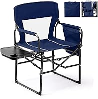 Vista 10 de VINGLI Sillas de campamento, silla de directores, silla de camping con mesa auxiliar y bolsa de transporte, sillas de campamento resistentes