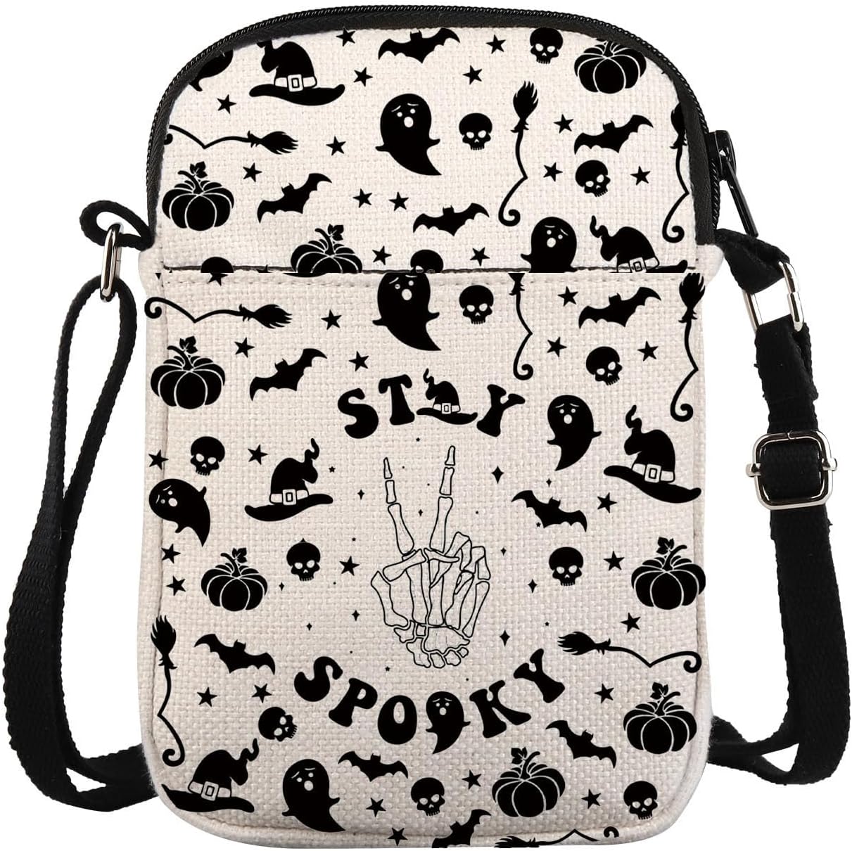 Spooky Season Messenger Bag Halloween Party Crossbody Purse Bag Horror Skeleton Bat Pumpkin Carry-on Bag
