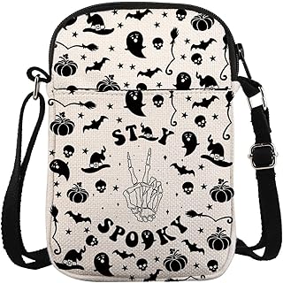 Stay Spooky 크로스바디 지갑 백 으스스한 시즌 메신저 백 할로윈 파티 선물 호러 해골 박쥐 호박 기내용 가방