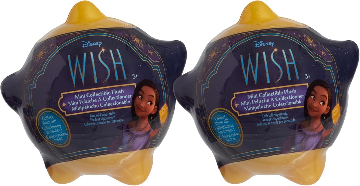 Disney Wish Mini Collectible Plush, 2 Blind Bag Inspired Capsules, Kids Toys for Ages 2 Up by Just Play