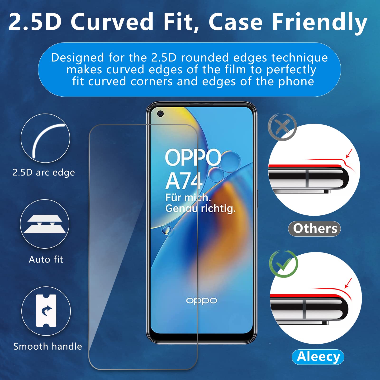 Quanen Electronic [3-Pezzi Vetro Temperato per Oppo A74 4G Pellicola Protettiva [Durezza 9H][ Anti graffio[Senza Bolle] Pellicola Protettiva per Oppo A74 4G
