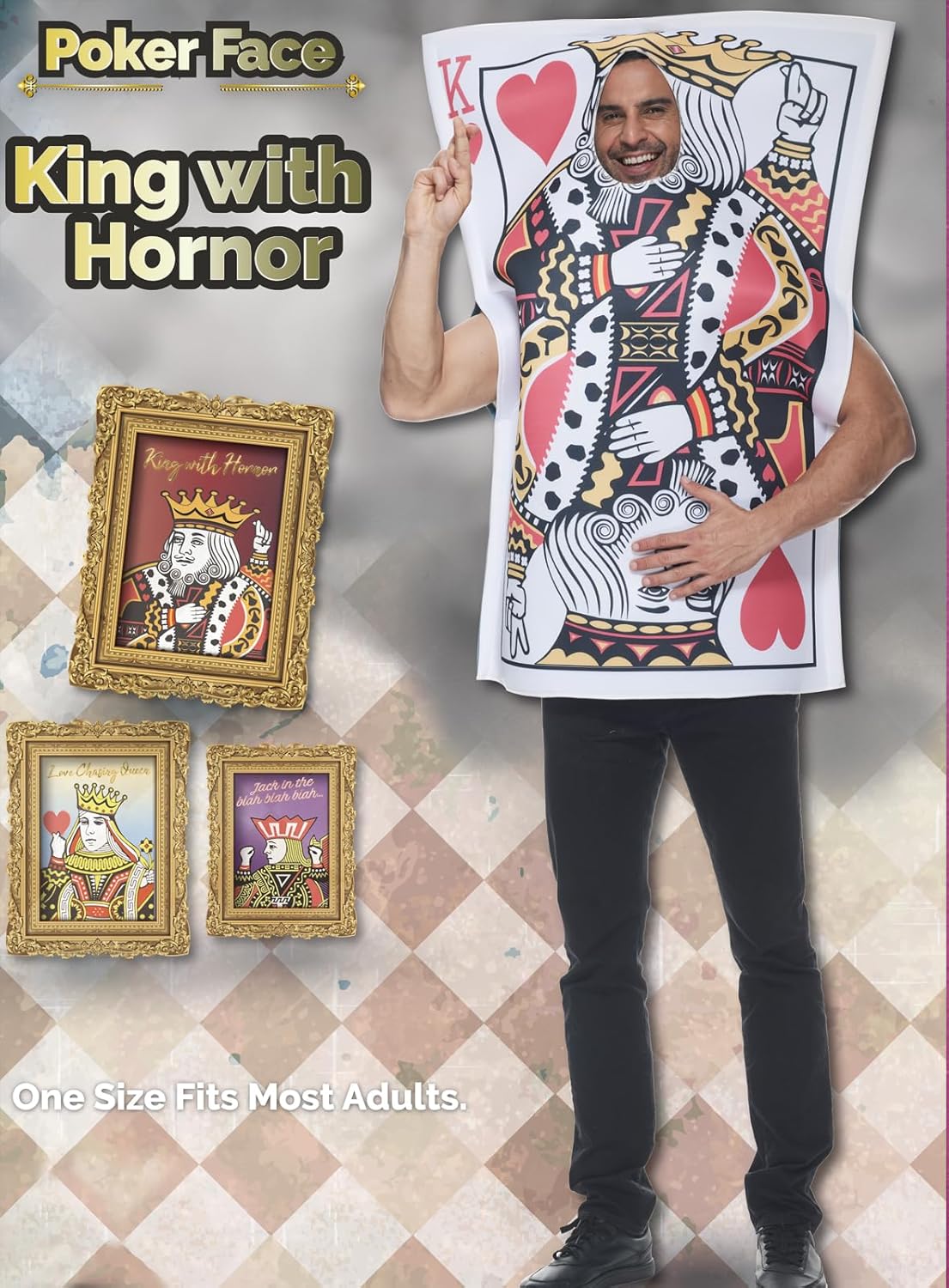 ReneeCho King and Queen of Hearts Cards Couple Halloween Costumes 1Pc Men Women Wonderland Adults Family Funny Costumes - Image 3