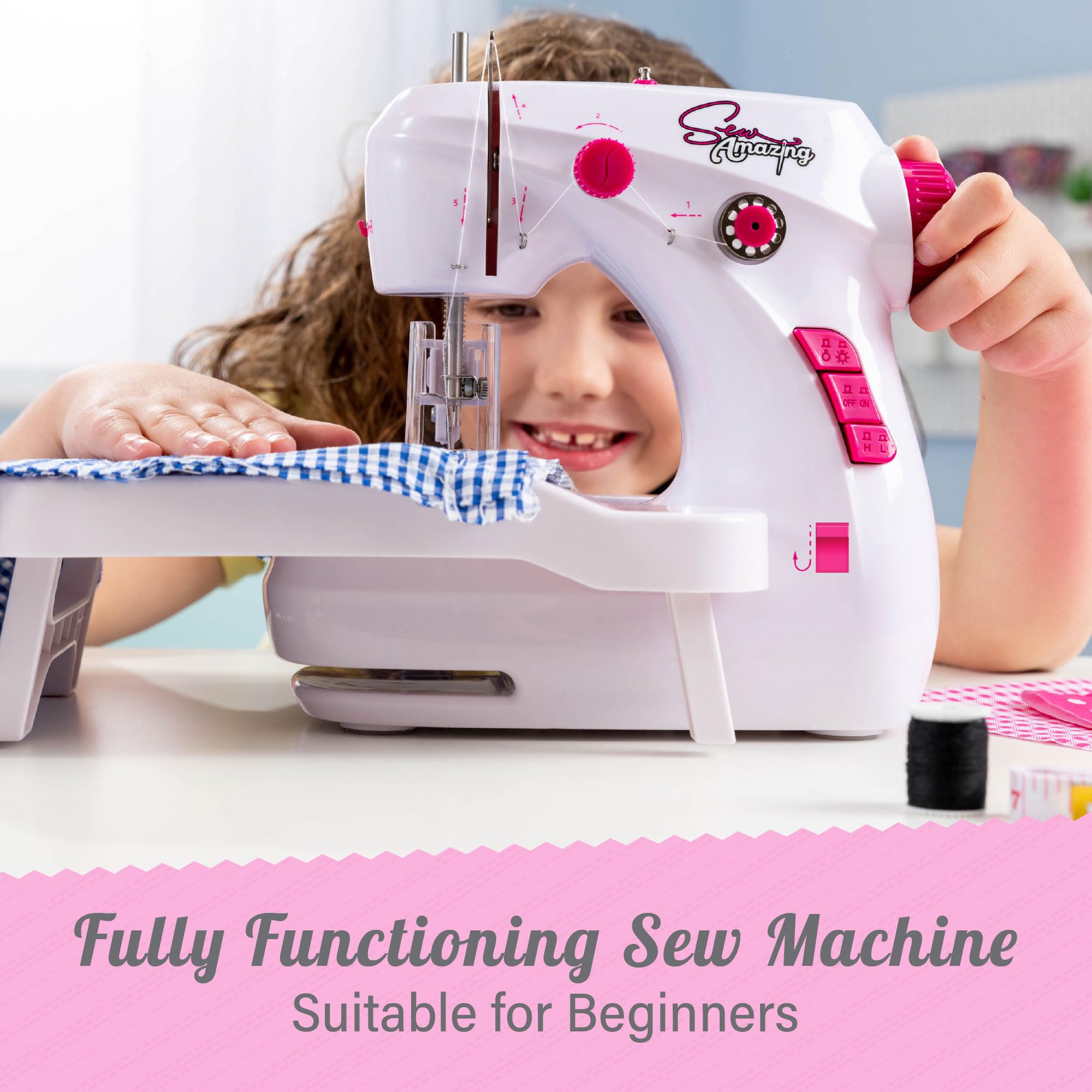 Sew Amazing Workshop, Kids Beginners Sewing Machine with Extendable Table, Accessories Included - Image 2