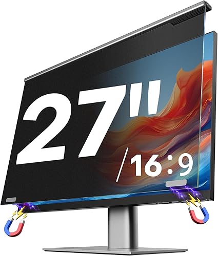 OMOTON Pantalla de privacidad de computadora para monitor de computadora de 27 pulgadas, relación de aspecto 16:9, protección magnética de