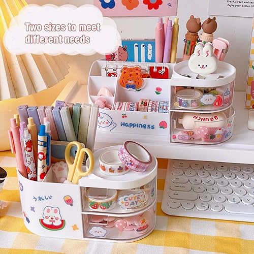 Miniatura 3 de Kawaii - Caja de almacenamiento de artículos de papelería, organizador de maquillaje, suministros de cuenta de mano, lindo organizador