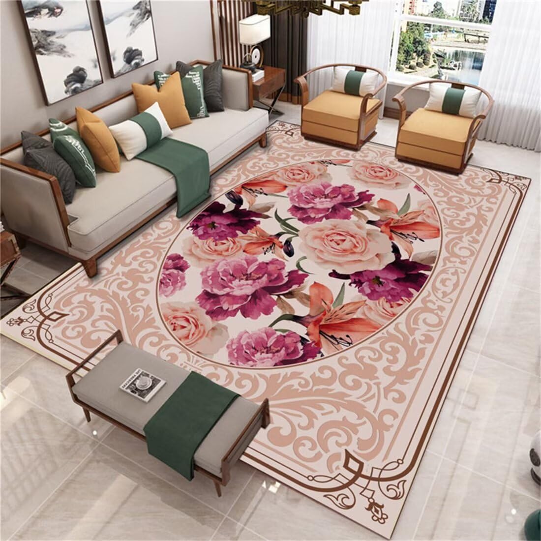 Vorhänge Schlafzimmer Kinderzimmer Teppich Rose rote Blume Dekoration Wohnzimmer großen Teppich Nicht verblassen Schalldämmung Flur Teppich 80X200CM