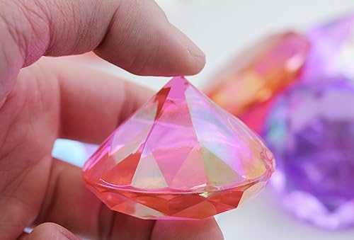 Vista 19 de Allstarco 200 unidades de 0.472 pulgadas (0.472 in) color rosa AB quilates acrílico diamante confeti AB revestimiento para mesa dispersión Rosa Ab