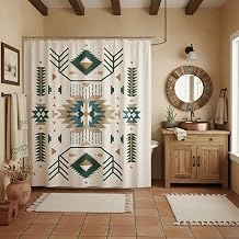 Homewish American Southwest Indian Tribal Aztec Style Bathroom Curtain for Kids Teens Adults Women - Beige Waterproof Boho Geometric Abstract Arrow Pattern, 72" Wx72 L