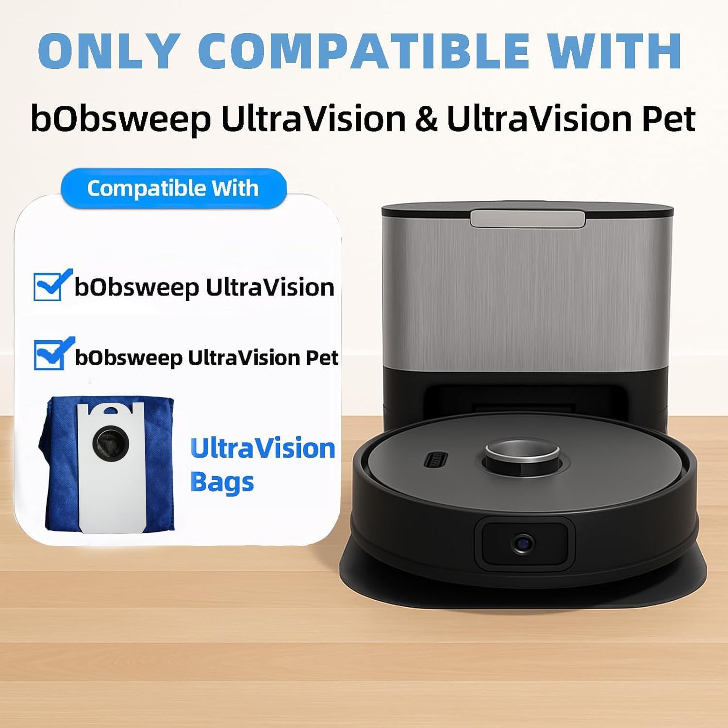 Dust Bags Compatible with bObsweep UltraVision and UltraVision Pet Self-Empty Robot Vacuums, 6 x Disposable Replacement Vacuum Bags (4 PCS)